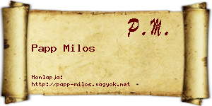 Papp Milos névjegykártya